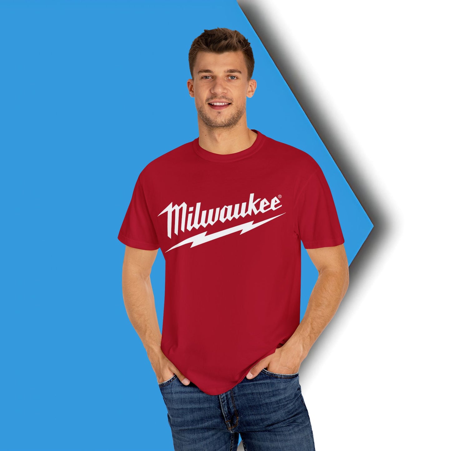 Milwaukee Tools Red Garment Dyed T-shirt "Low Maintenance Easily Turned On Tee"