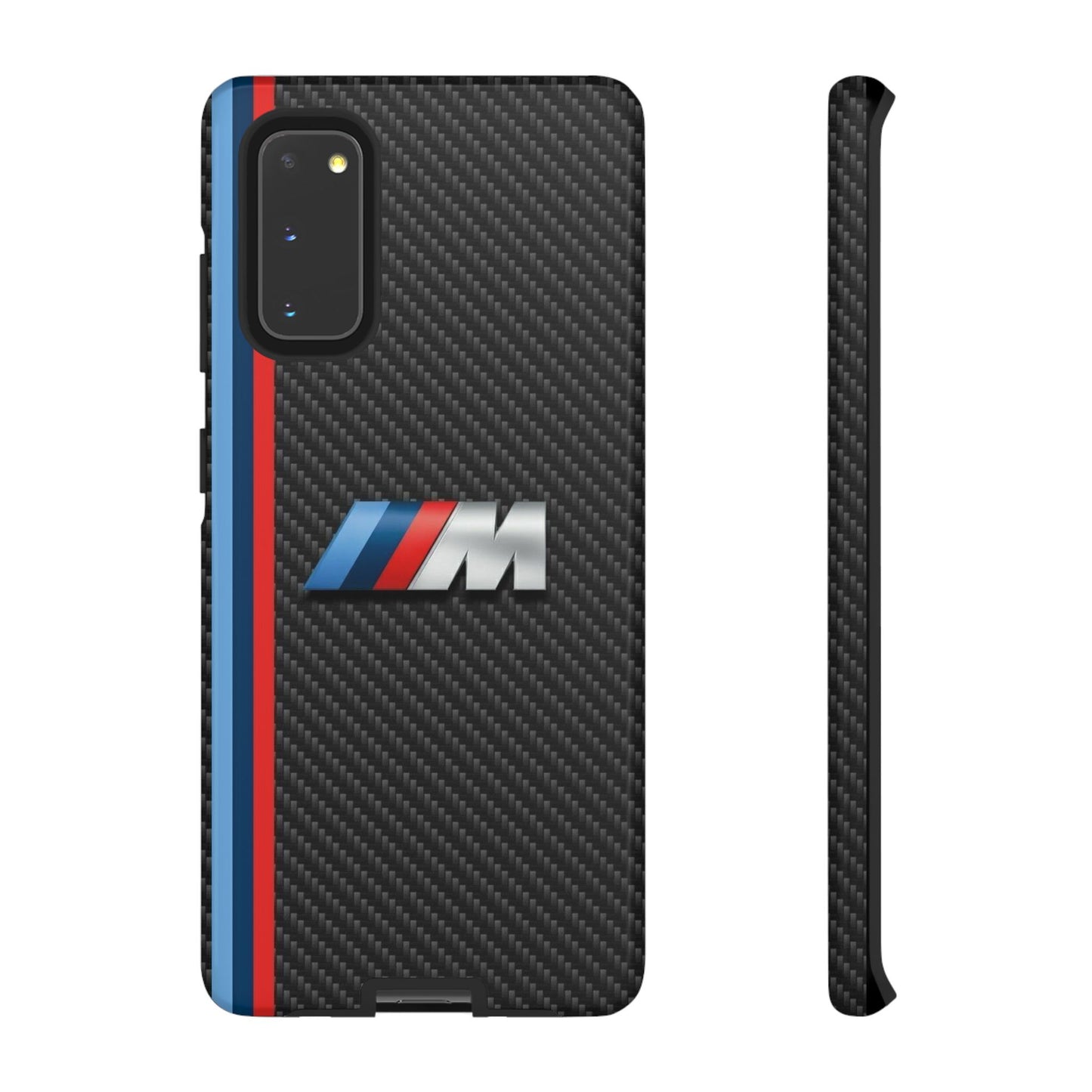 Phone Case - Black Tough Case for iPhones, Galaxy, Pixel, Blue And Red Stripes, BMW M Series