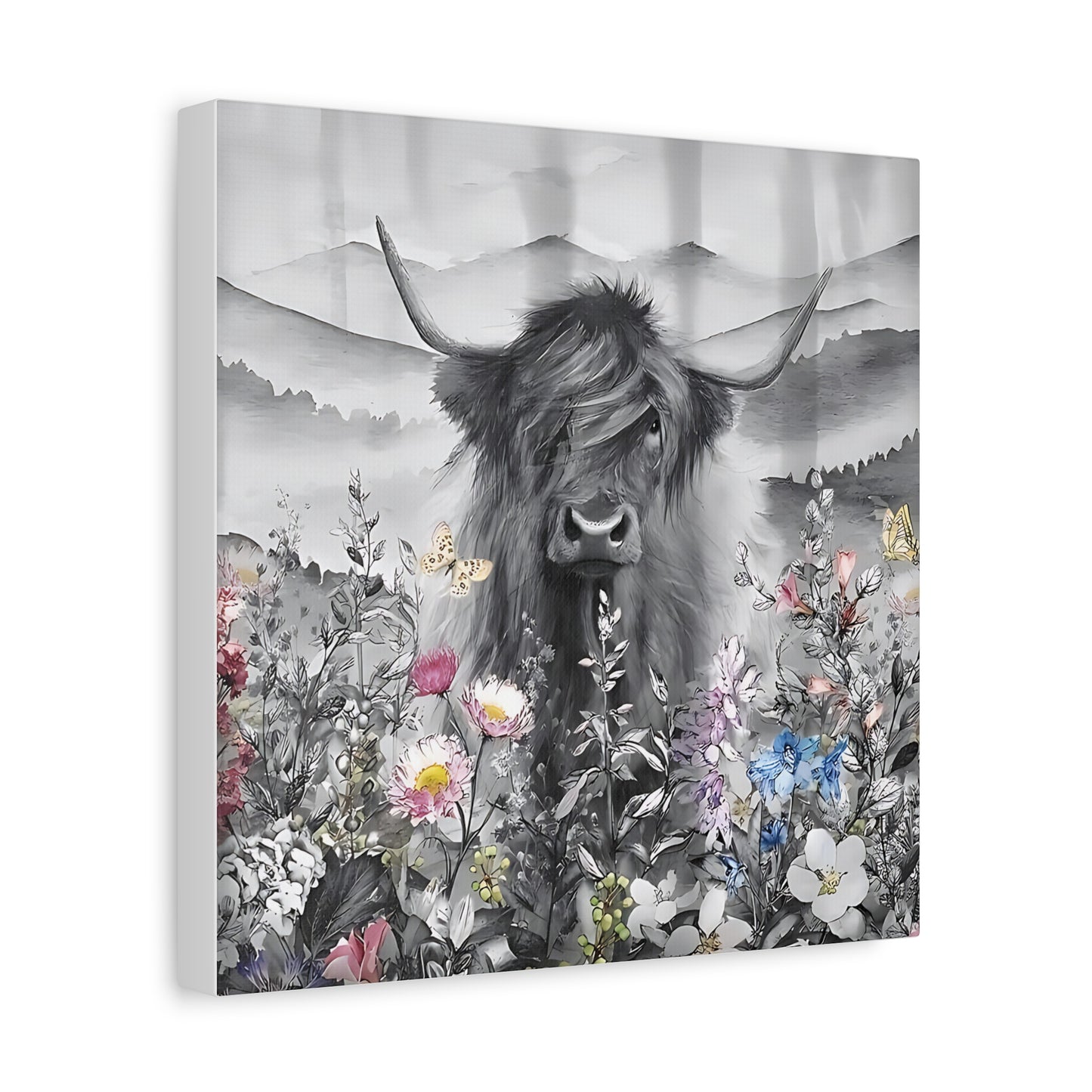 Canvas Poster, Scottish Highland Cow Vertical Wall Art, Housewarming Gift, Home