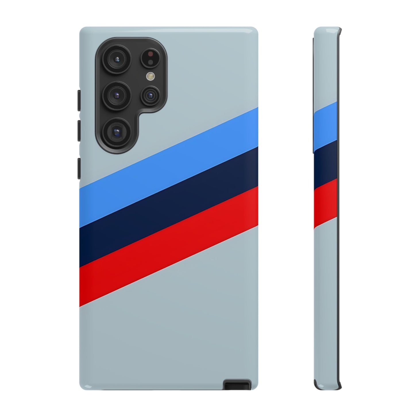 Gray Tough Case For iPhone, Samsung Galaxy and Google Pixel, Blue & Red Stripe