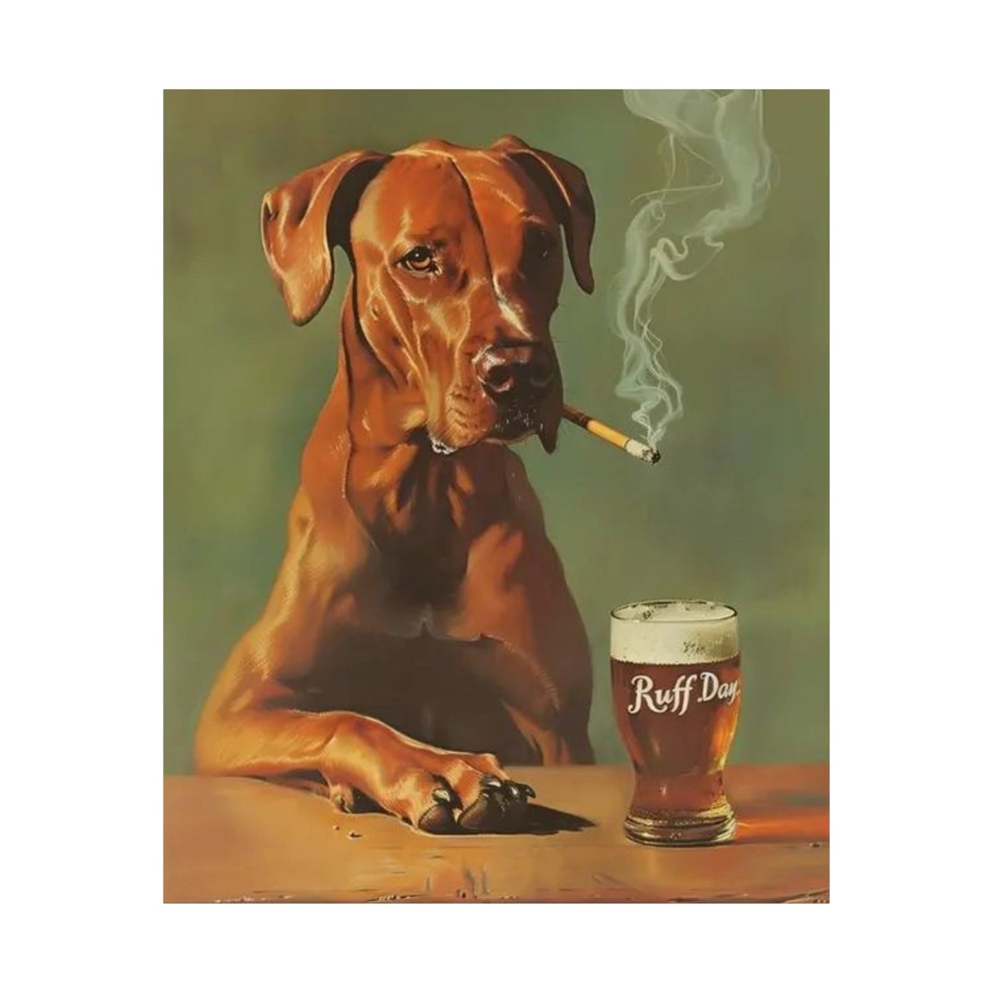 Funny Dog Bar Decor Poster, Ruff Day Matte Vertical Poster, Beverage Art Print