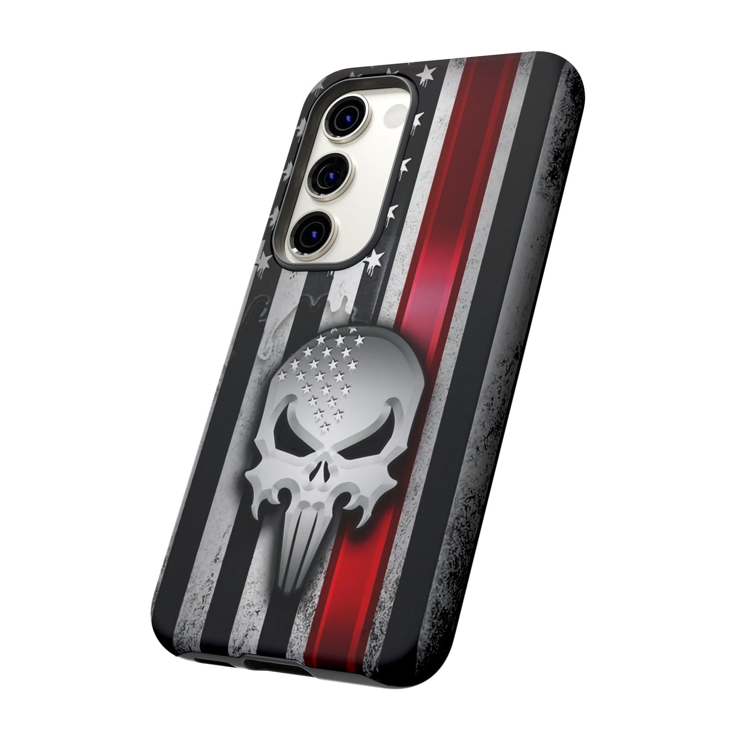 Tough Cases For iPhone, Galaxy and Pixel,  Thin Red Line, Jake Skull Design