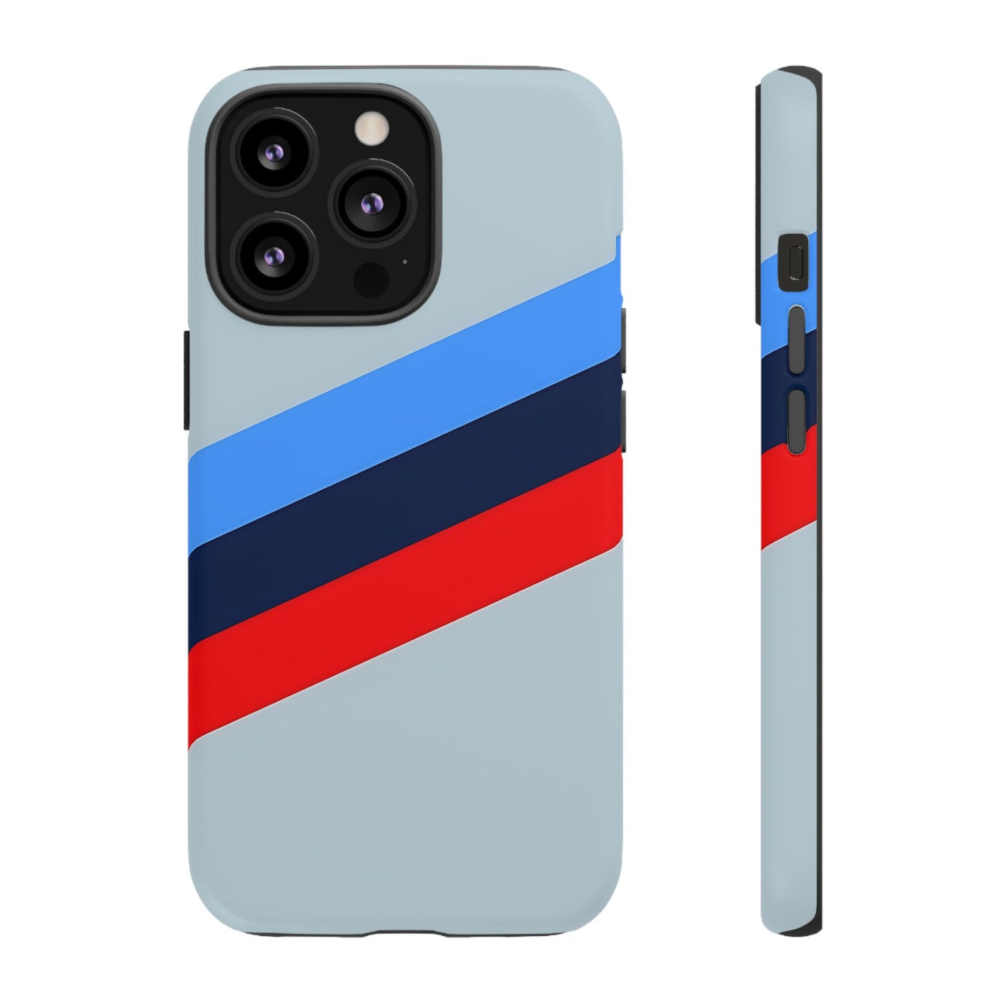 Gray Tough Case For iPhone, Samsung Galaxy and Google Pixel, Blue & Red Stripe