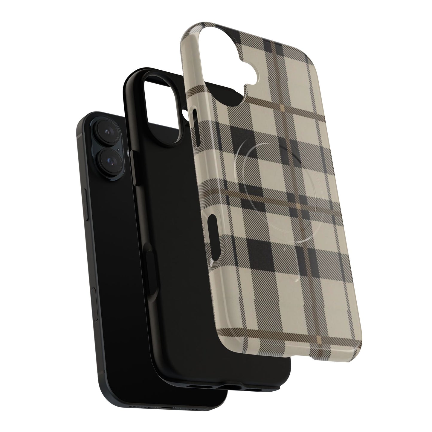 Neutral Plaid Phone Case Tough Magnetic Case | Beige Tartan Gift Idea
