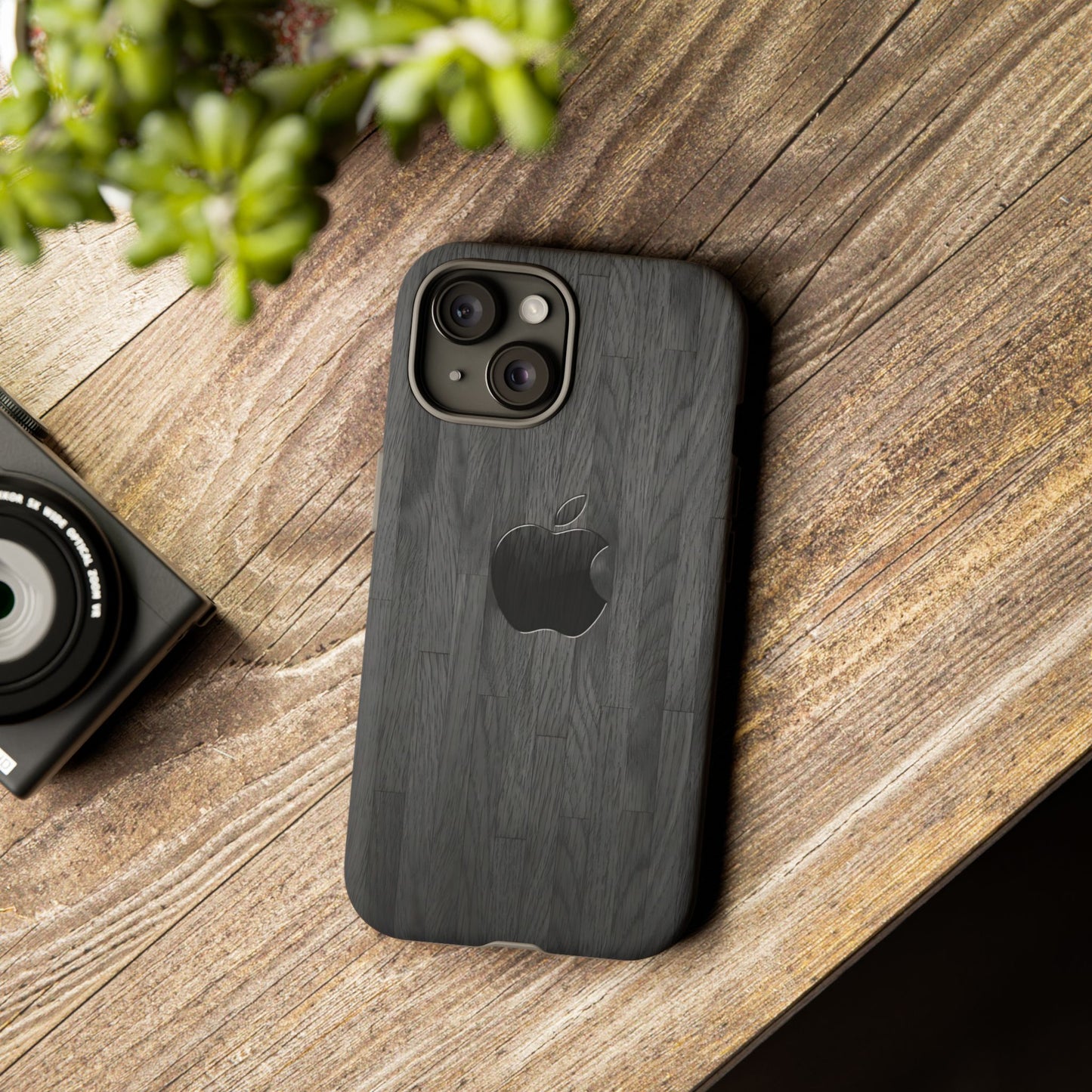 Tough Cases For iPhones, Gray Wood Color Rugged Phone Case