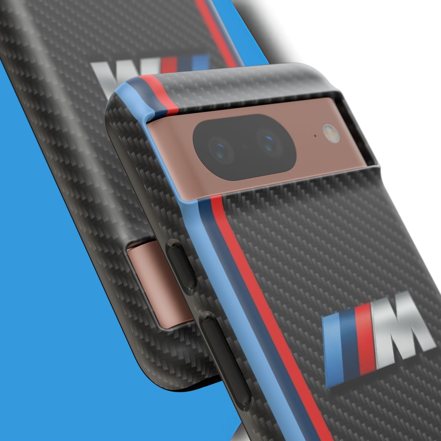 Phone Case - Black Tough Case for iPhones, Galaxy, Pixel, Blue And Red Stripes, BMW M Series