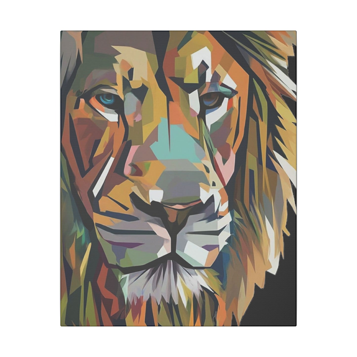 Geometric Lion Face Matte Canvas Print, Custom Wall Decor