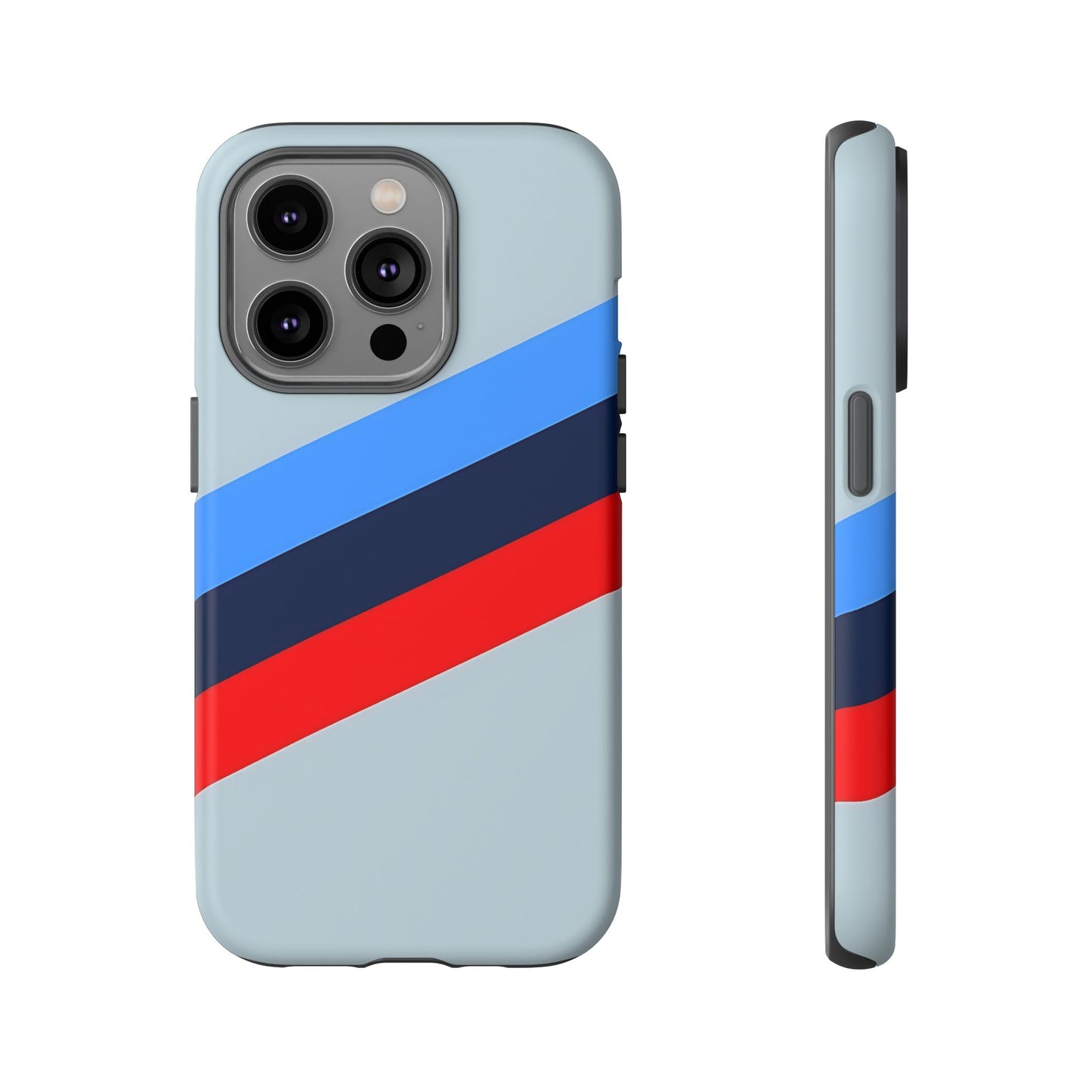 Gray Tough Case For iPhone, Samsung Galaxy and Google Pixel, Blue & Red Stripe