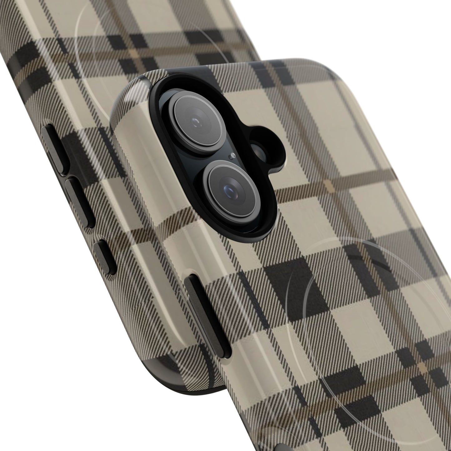Neutral Plaid Phone Case Tough Magnetic Case | Beige Tartan Gift Idea