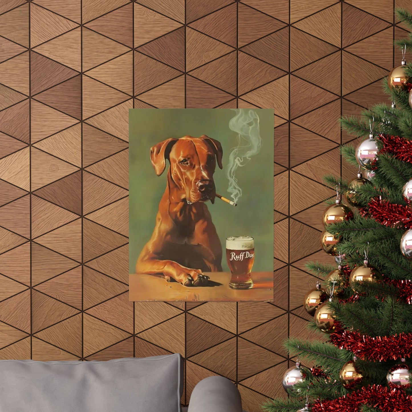 Funny Dog Bar Decor Poster, Ruff Day Matte Vertical Poster, Beverage Art Print