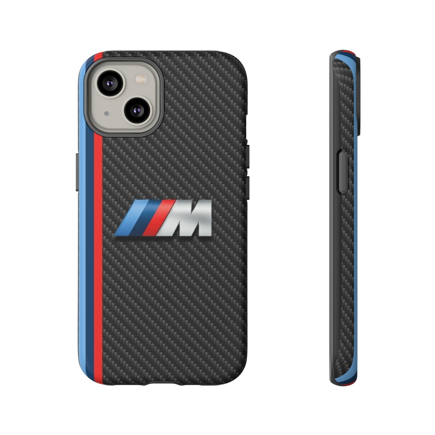 Phone Case - Black Tough Case for iPhones, Galaxy, Pixel, Blue And Red Stripes, BMW M Series