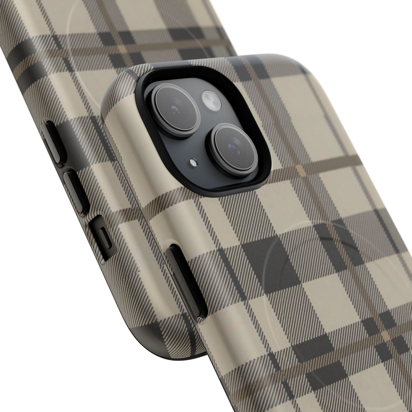 Neutral Plaid Phone Case Tough Magnetic Case | Beige Tartan Gift Idea