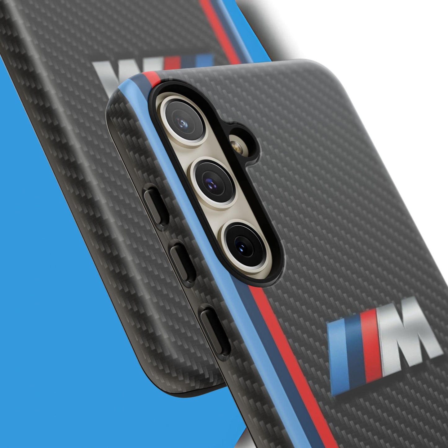 Phone Case - Black Tough Case for iPhones, Galaxy, Pixel, Blue And Red Stripes, BMW M Series