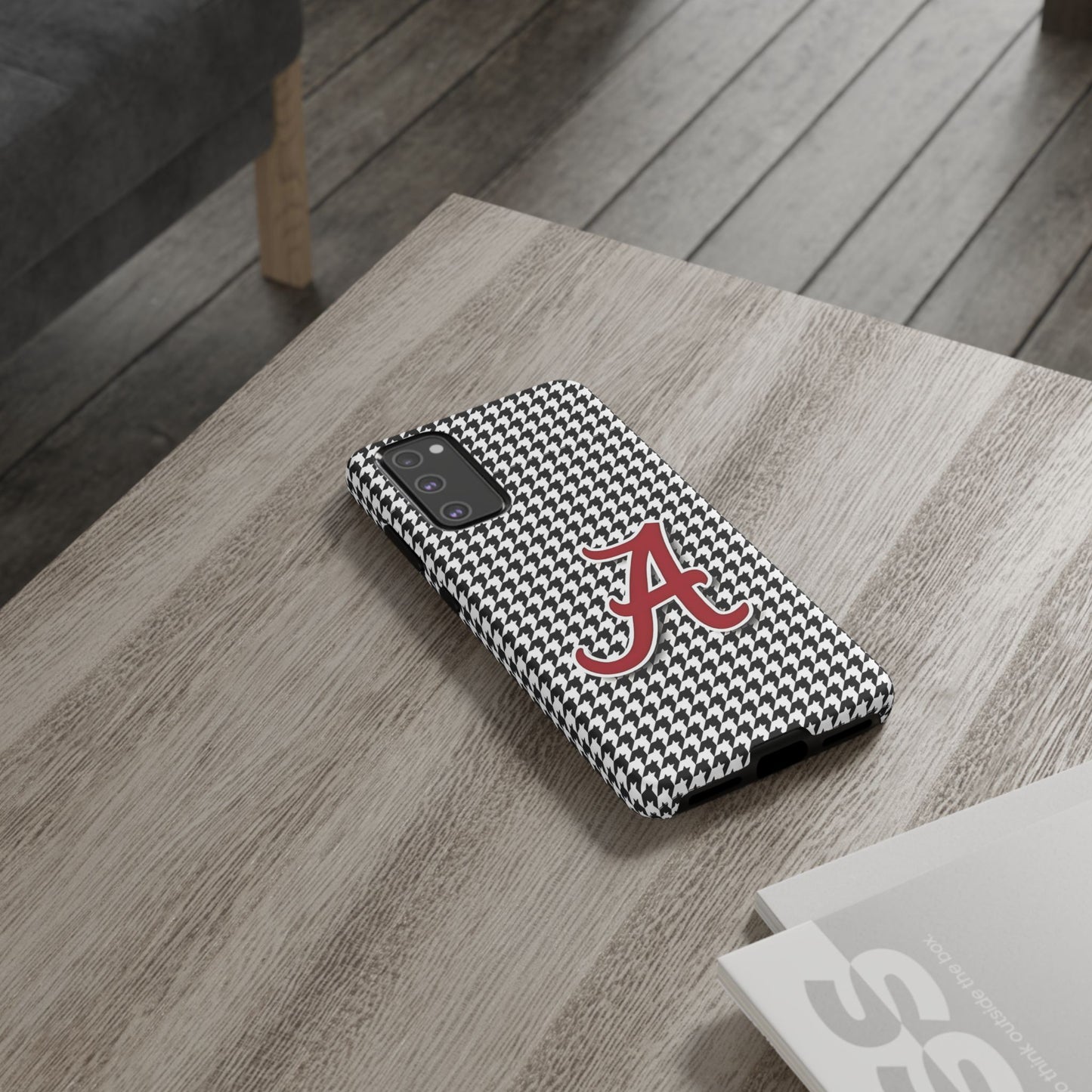 Alabama Houndstooth Phone Case, Tough Cases, College RTR Fan Gear, Initial A