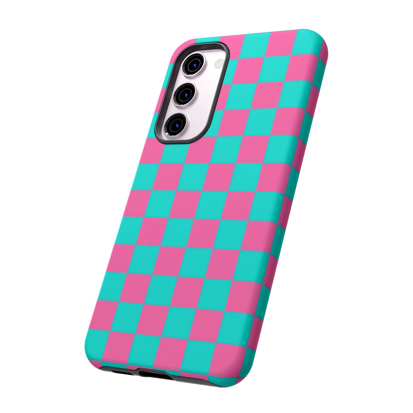 Hot Pink And Teal Checker Pattern Tough Case for iPhone, Galaxy Phones and Google Pixel