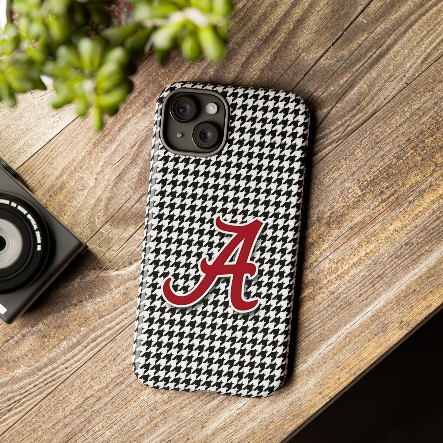 Alabama Houndstooth Phone Case, Tough Cases, College RTR Fan Gear, Initial A
