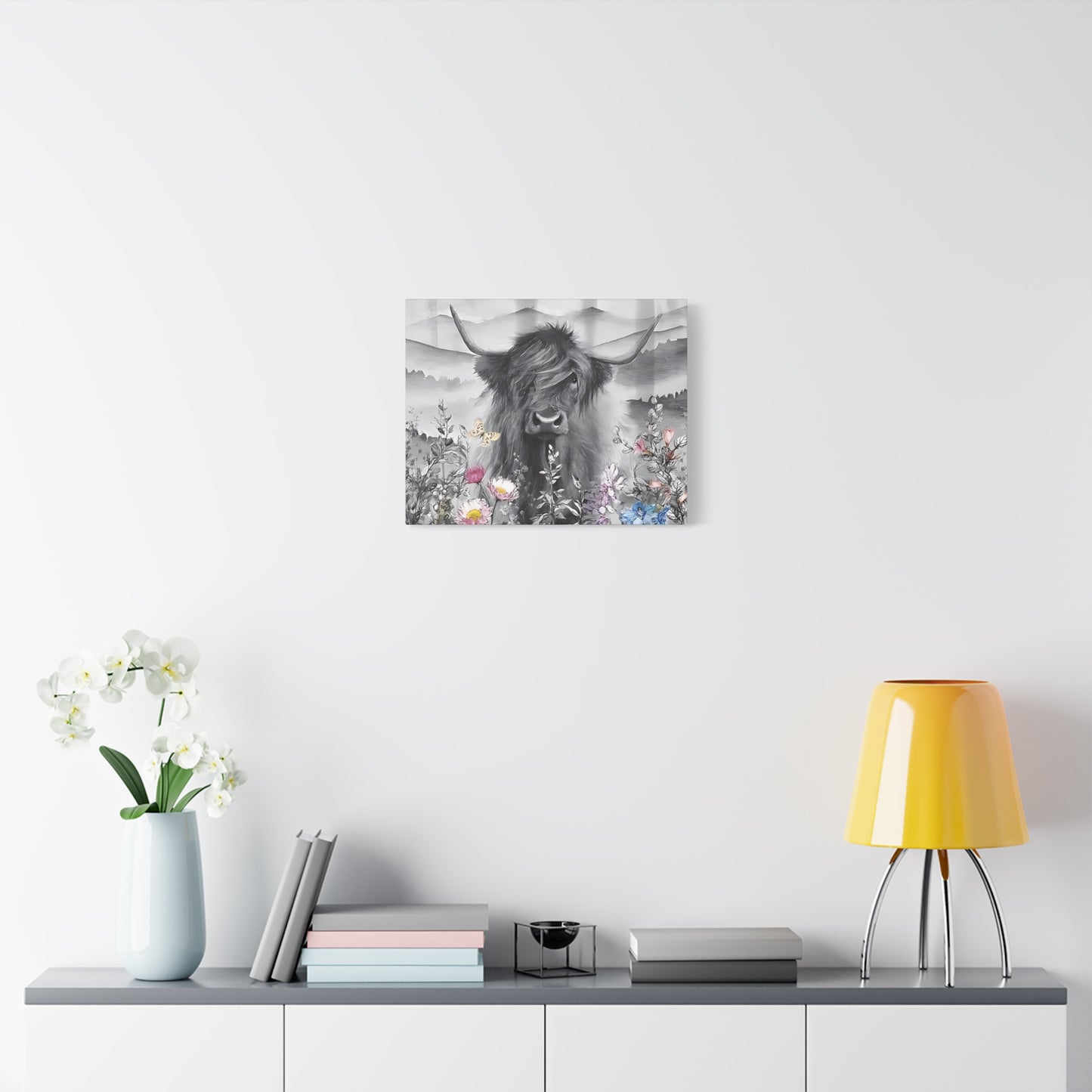 Canvas Poster, Scottish Highland Cow Vertical Wall Art, Housewarming Gift, Home