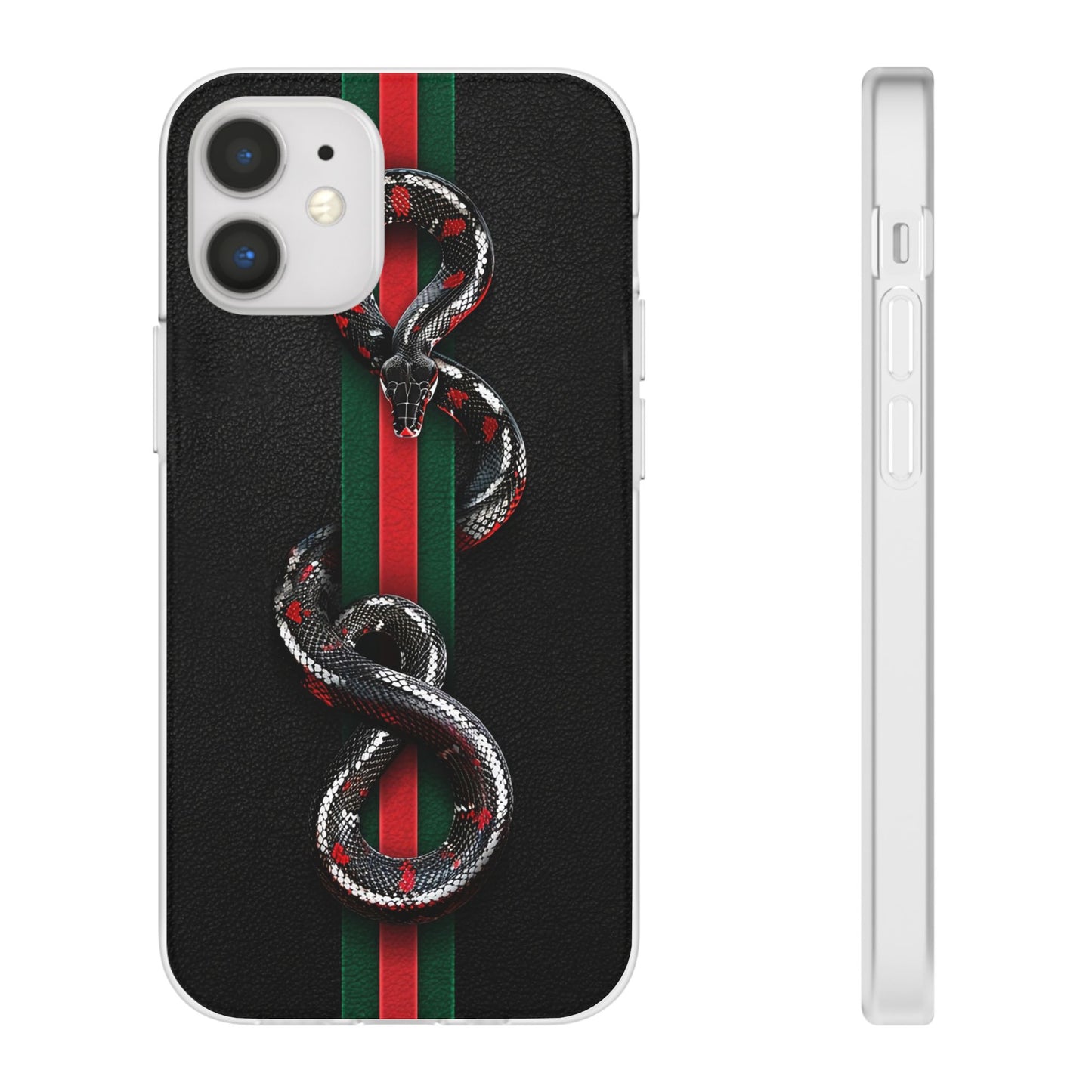Green and Red Stripes Snake TPU Flexi Cases For iPhones And Samsung Galaxy