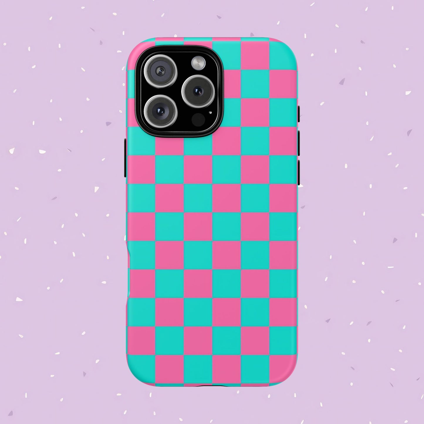 Hot Pink And Teal Checker Pattern Tough Case for iPhone, Galaxy Phones and Google Pixel