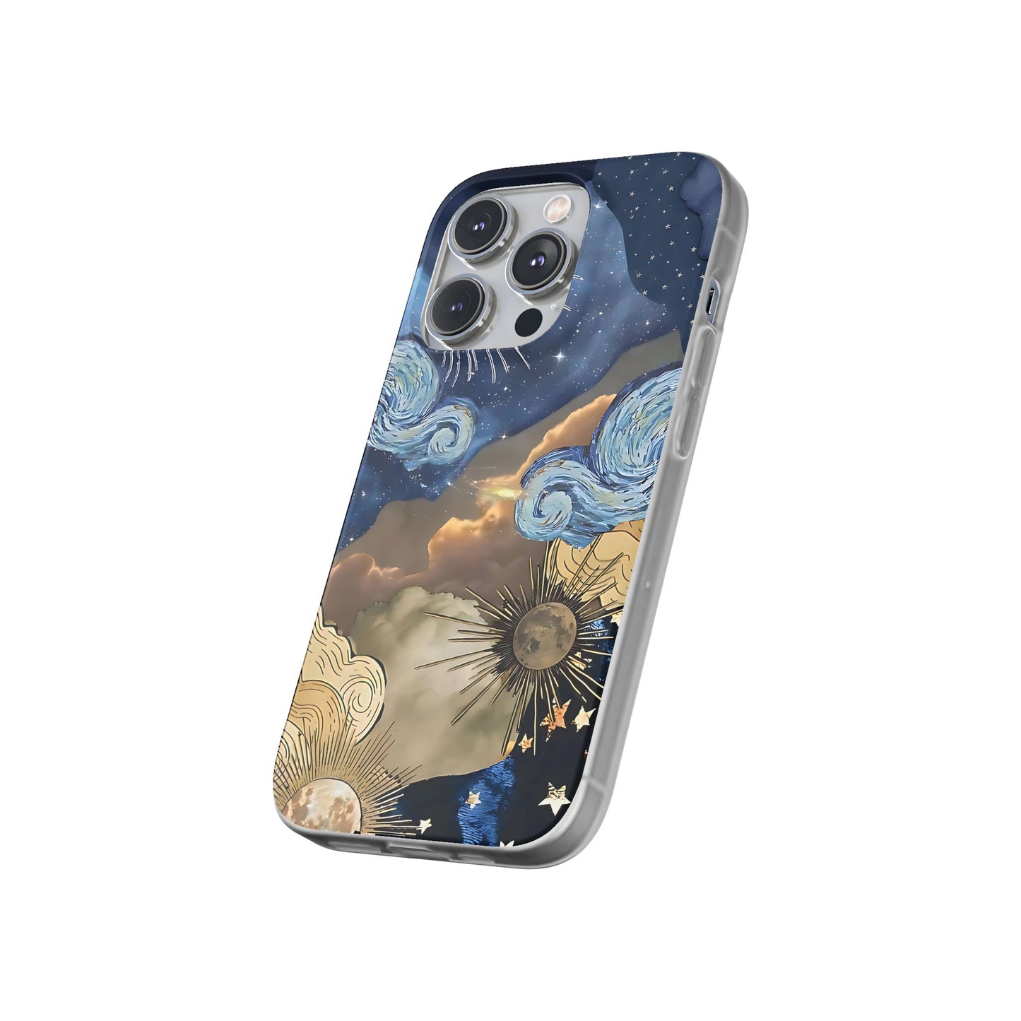 Celestial Flexi Case, Boho Phone Cover, Galaxy Protection, Starry Night Design,