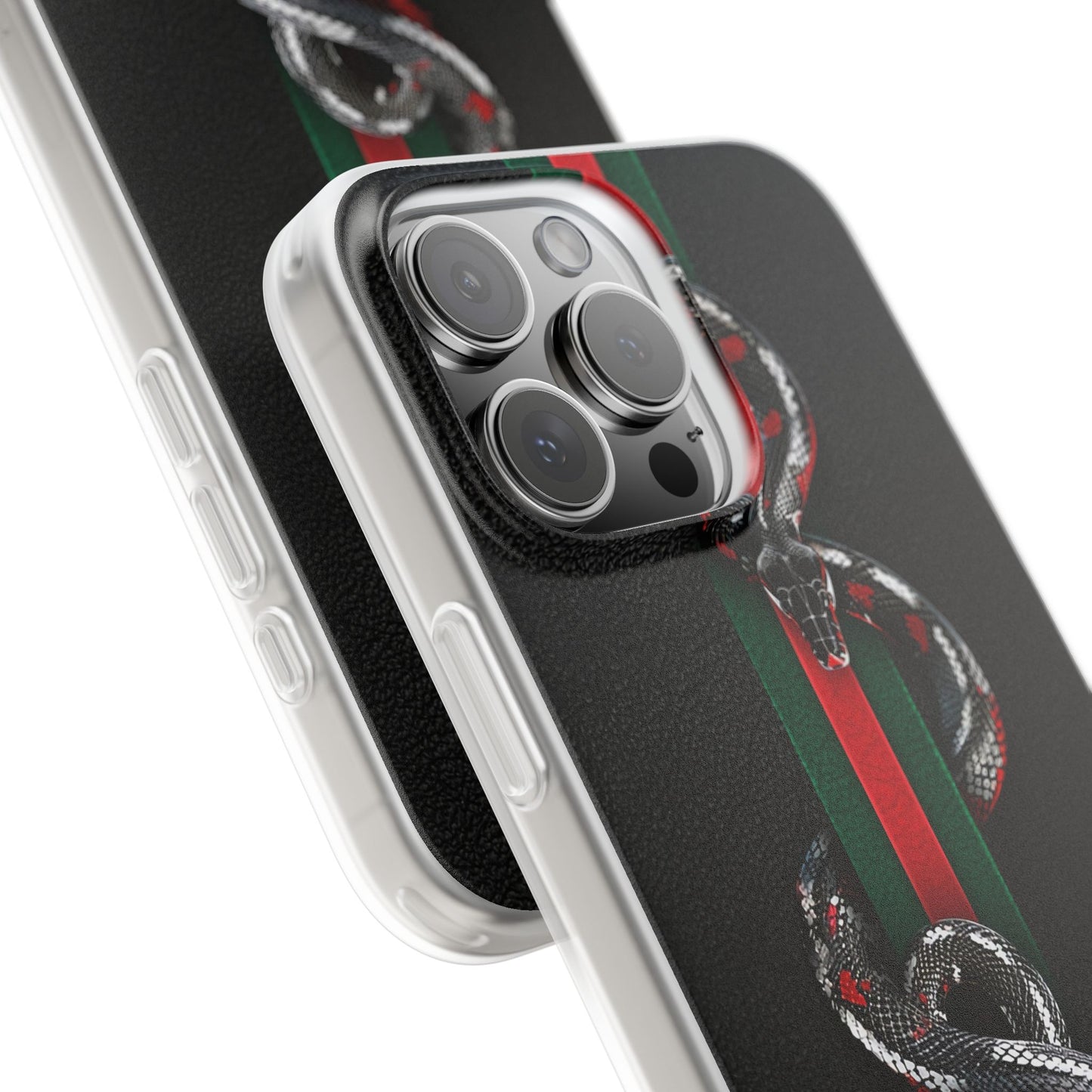 Green and Red Stripes Snake TPU Flexi Cases For iPhones And Samsung Galaxy