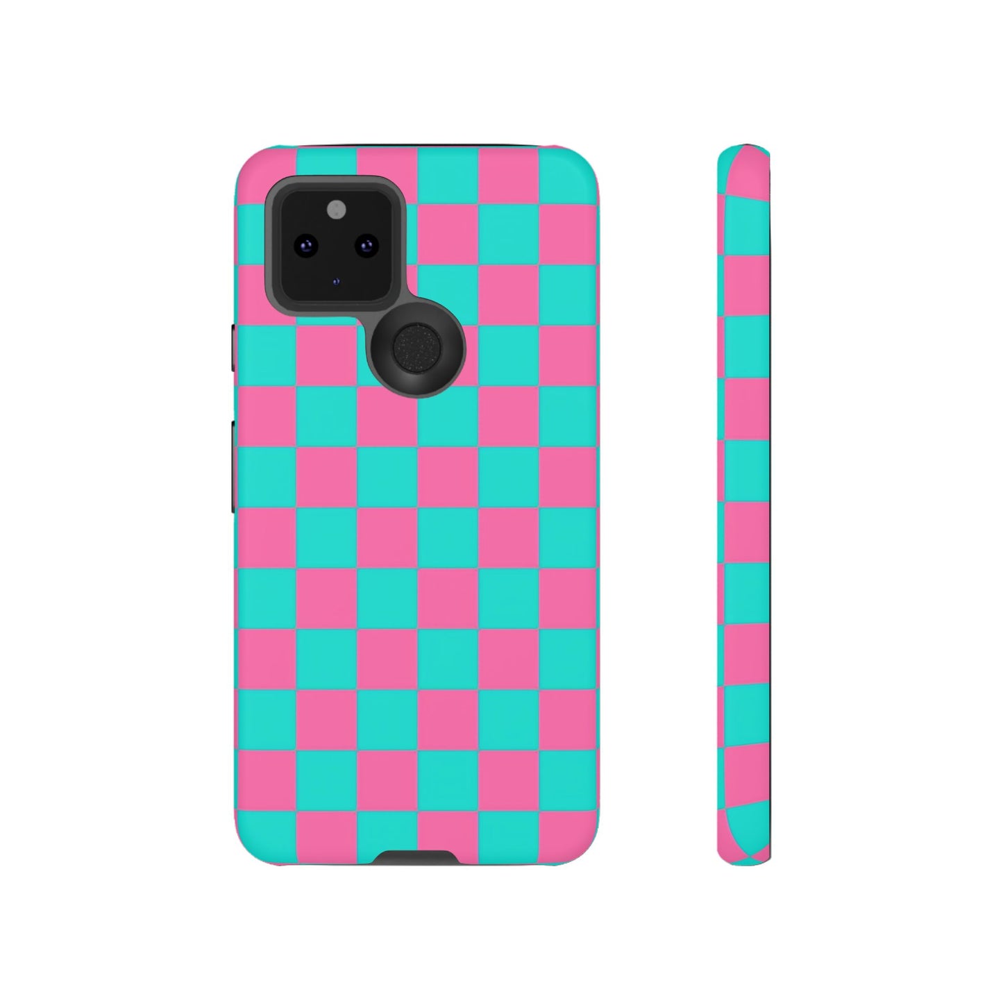 Hot Pink And Teal Checker Pattern Tough Case for iPhone, Galaxy Phones and Google Pixel