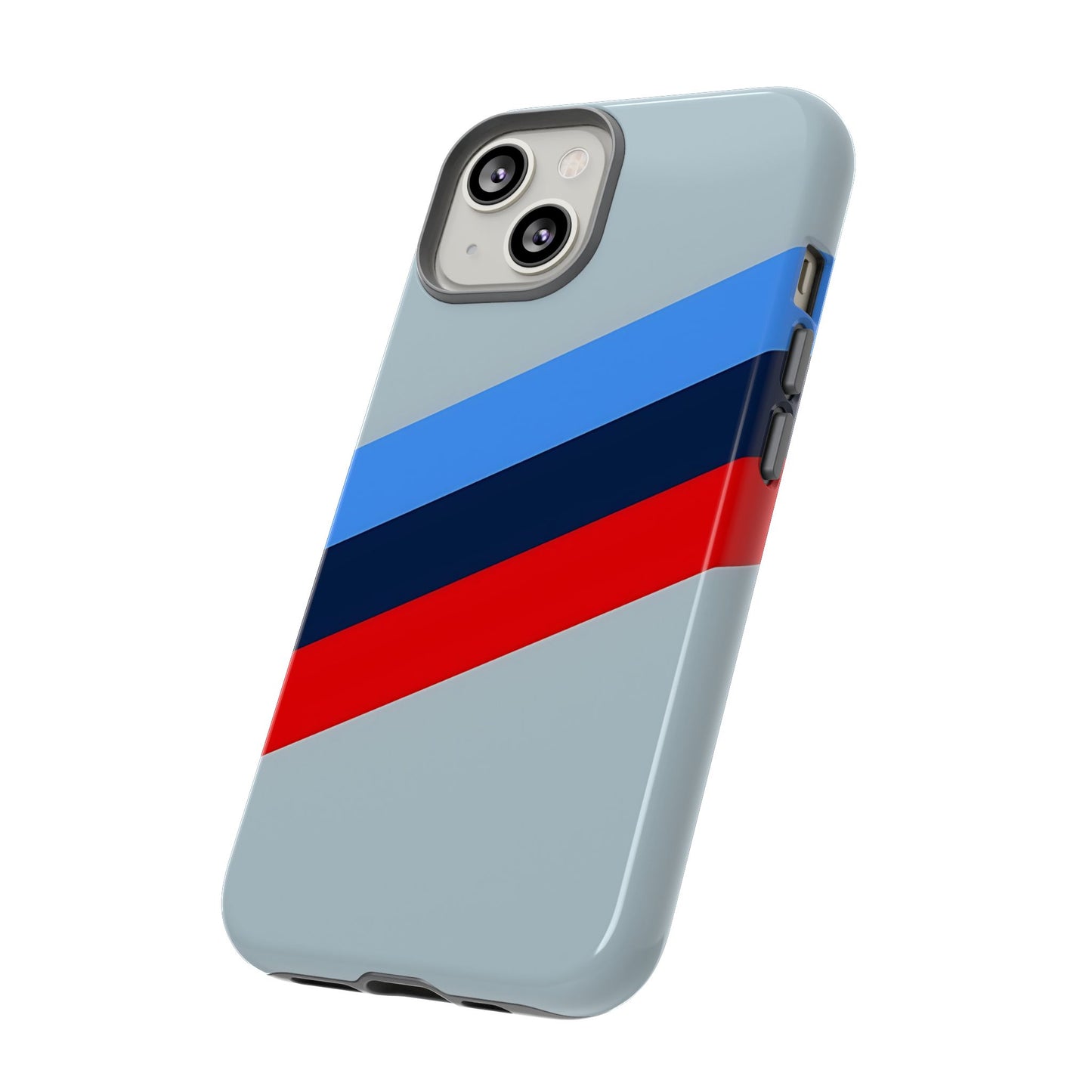 Gray Tough Case For iPhone, Samsung Galaxy and Google Pixel, Blue & Red Stripe