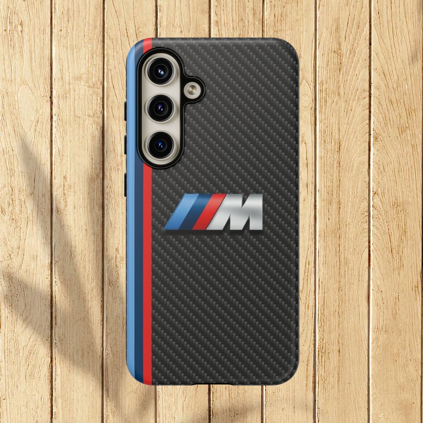 Phone Case - Black Tough Case for iPhones, Galaxy, Pixel, Blue And Red Stripes, BMW M Series