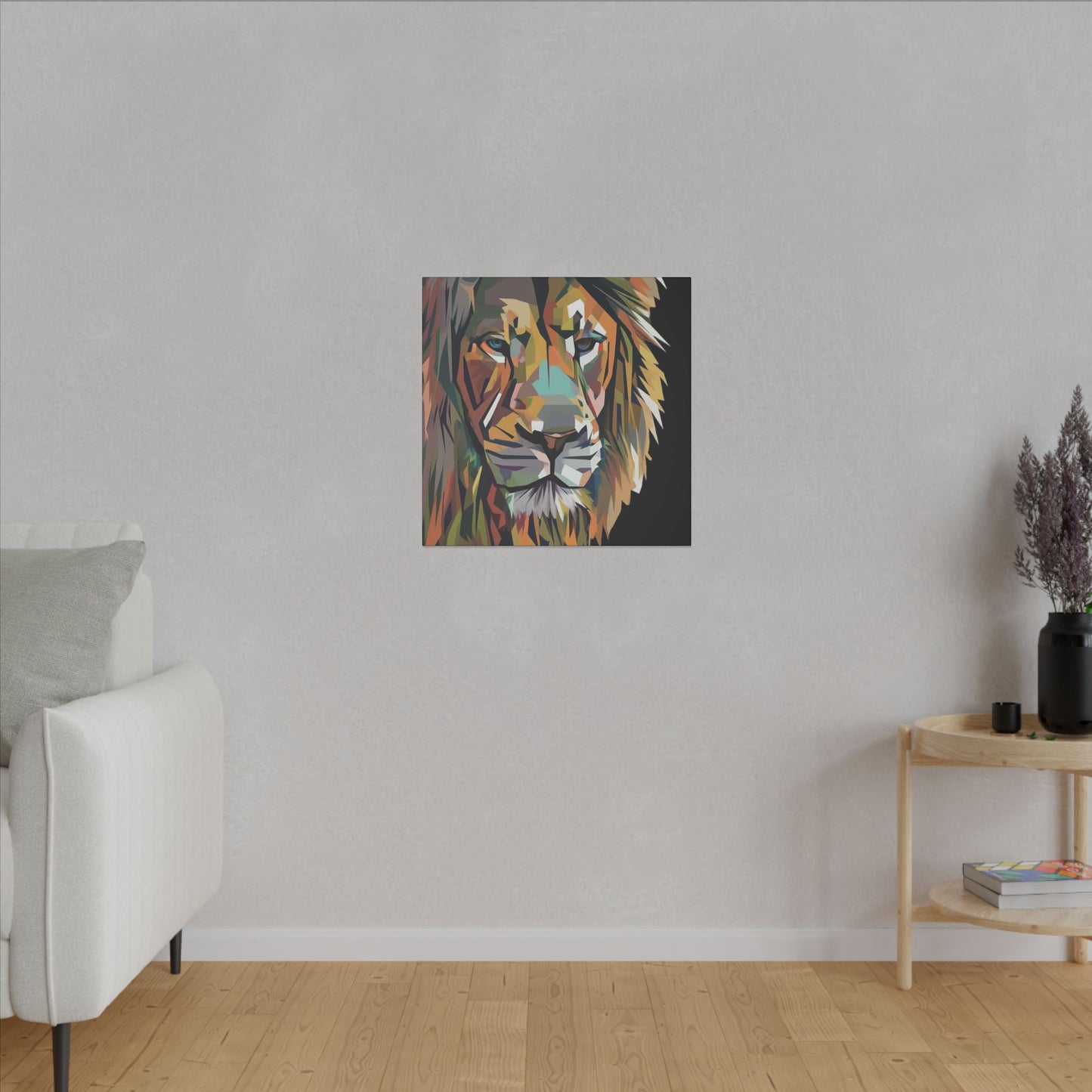 Geometric Lion Face Matte Canvas Print, Custom Wall Decor