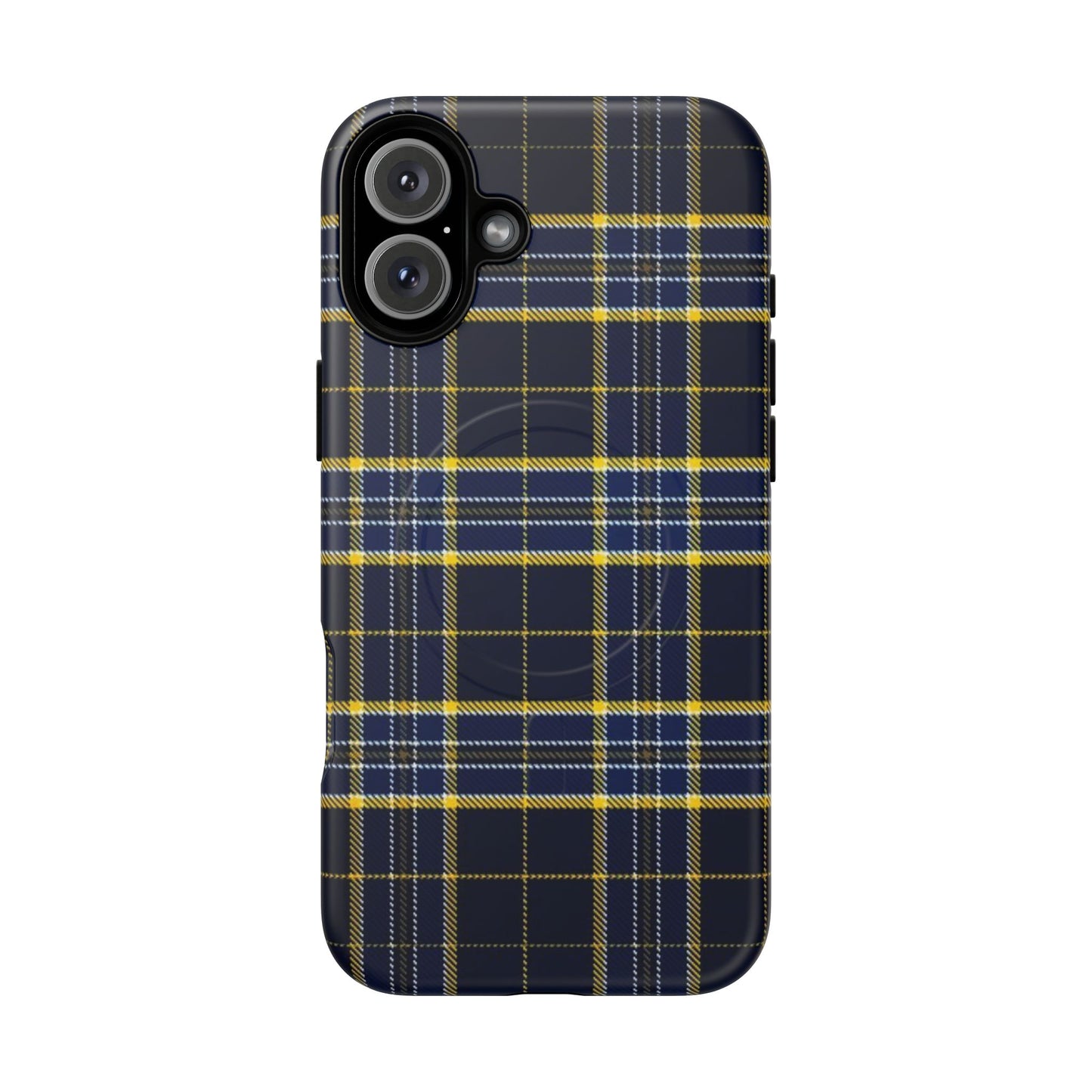 Navy Yellow Plaid Phone Case Tough Magnetic Case | Plaid iPhone Cover