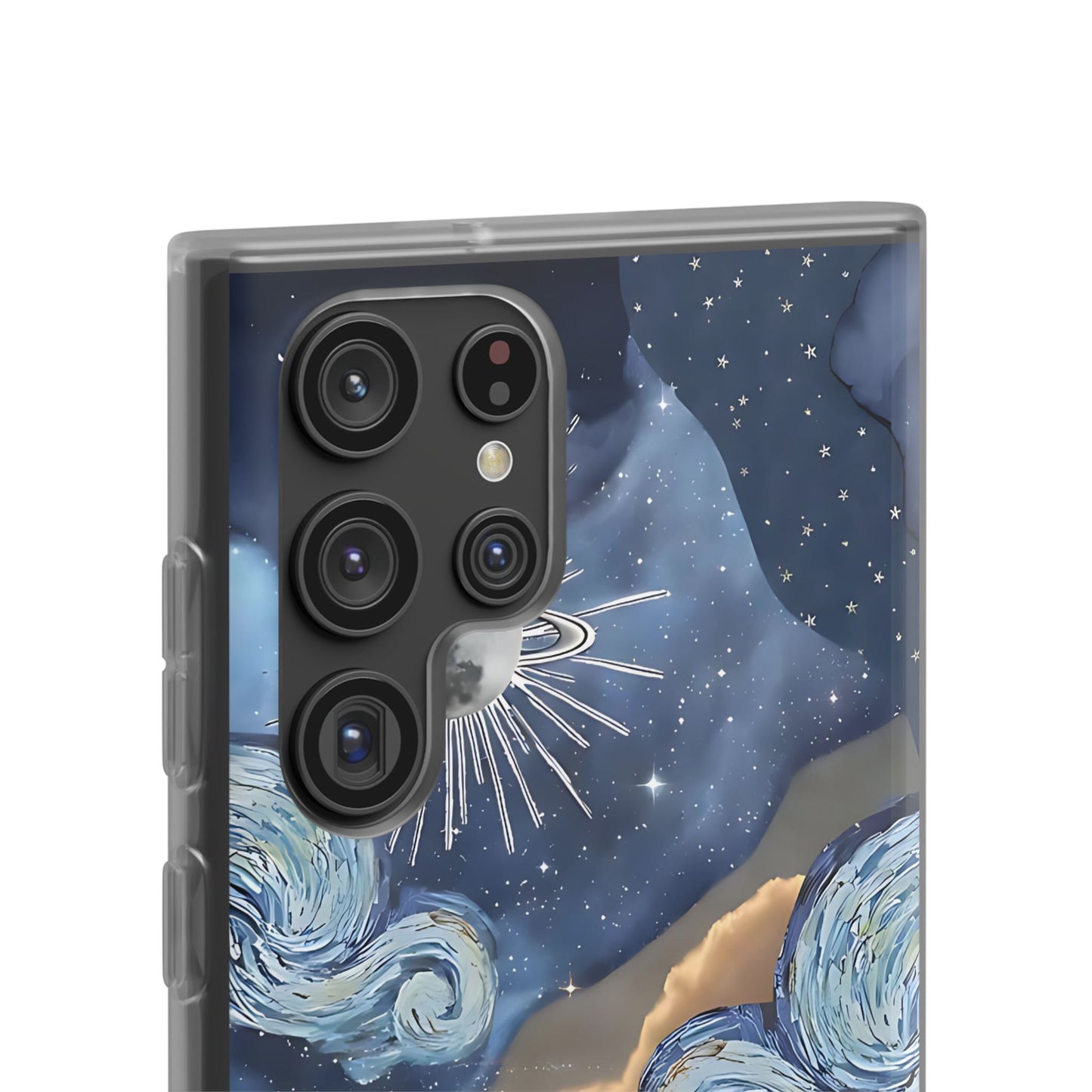 Celestial Flexi Case, Boho Phone Cover, Galaxy Protection, Starry Night Design,