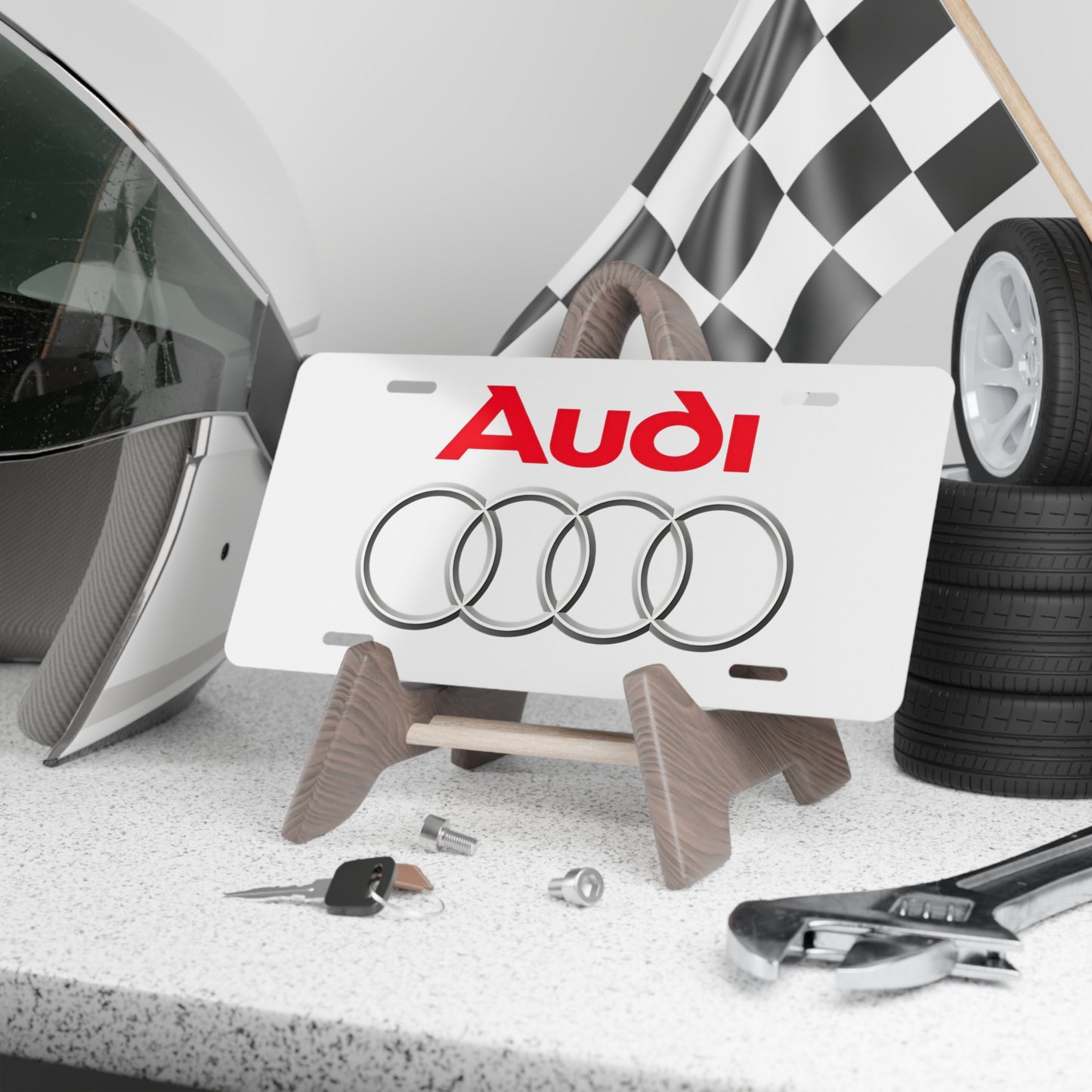 Compatible With Audi, White Front Vanity License Plate, Performance Motorsports