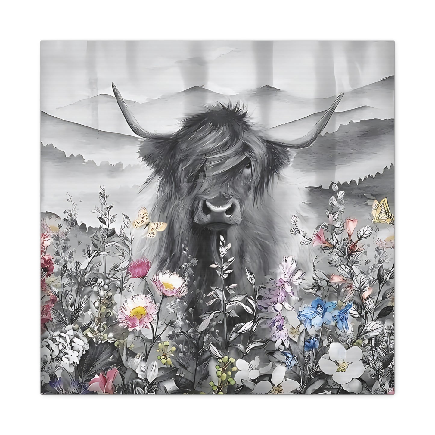 Canvas Poster, Scottish Highland Cow Vertical Wall Art, Housewarming Gift, Home