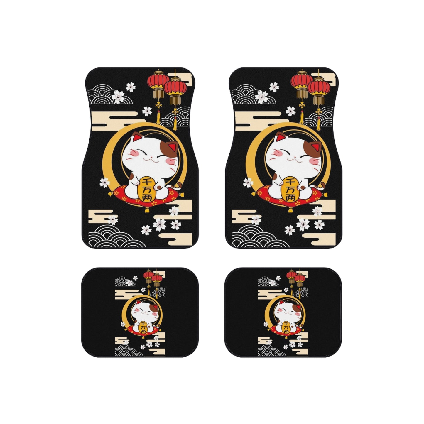 Lucky Cat JDM Car Mats | Set of 4 | Drift Car Accessories, Japan Auto Decor