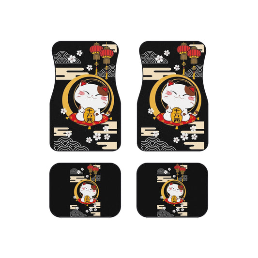 Lucky Cat JDM Car Mats | Set of 4 | Drift Car Accessories, Japan Auto Decor
