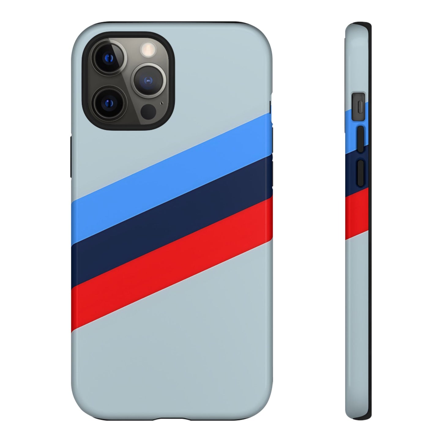 Gray Tough Case For iPhone, Samsung Galaxy and Google Pixel, Blue & Red Stripe