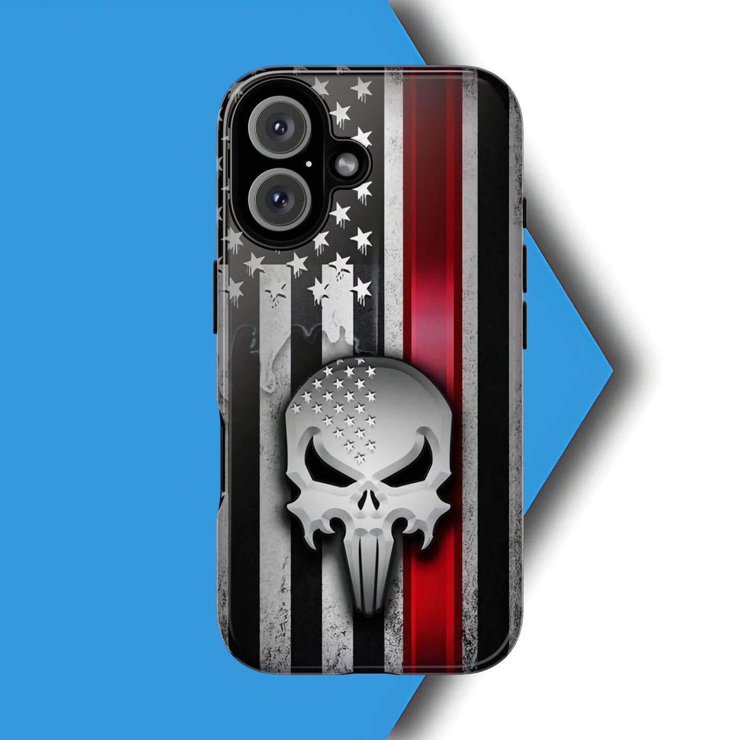 Tough Cases For iPhone, Galaxy and Pixel,  Thin Red Line, Jake Skull Design