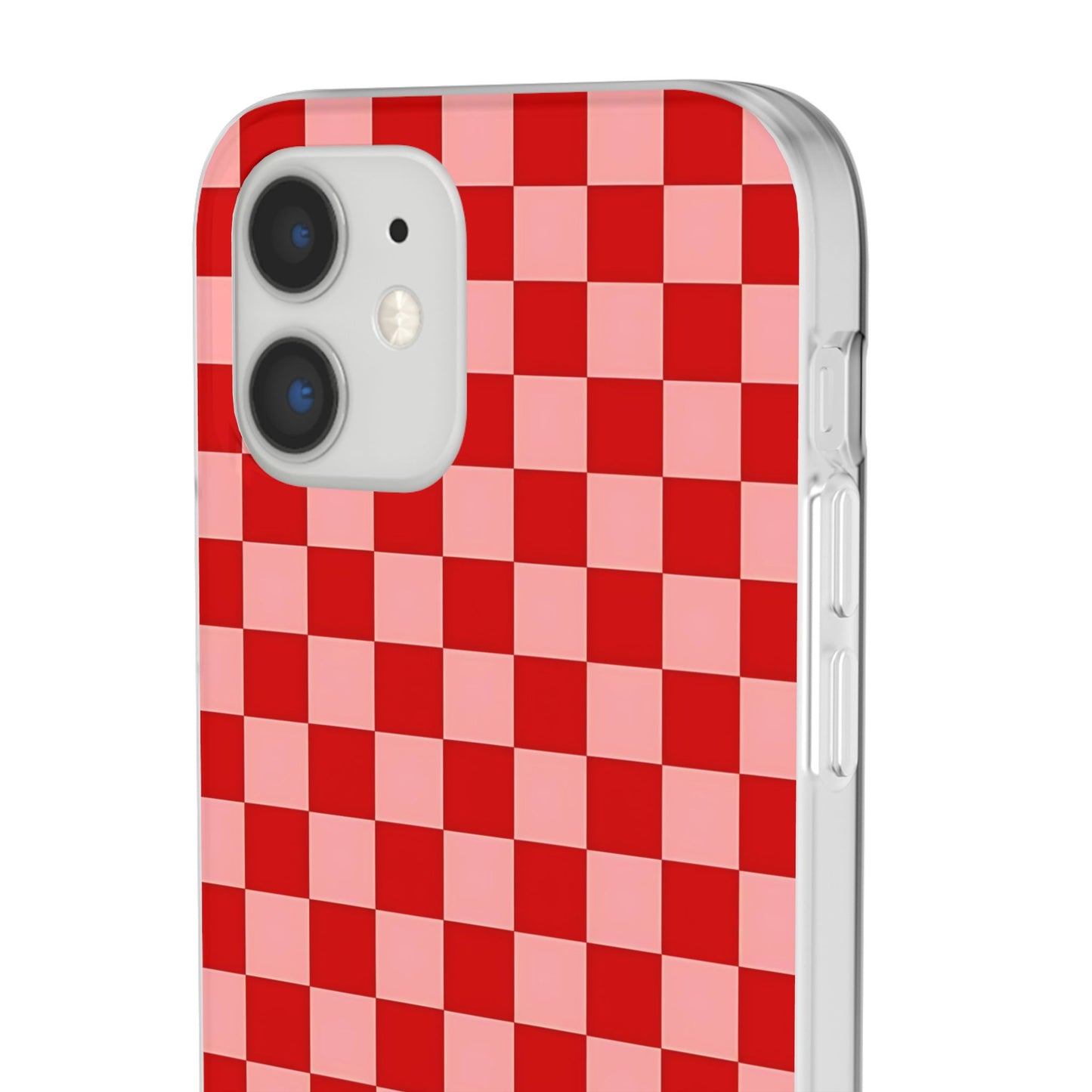 Red Checkerboard TPU Soft Flexi Phone Case — Retro Red & Pink Plaid Protective Cover