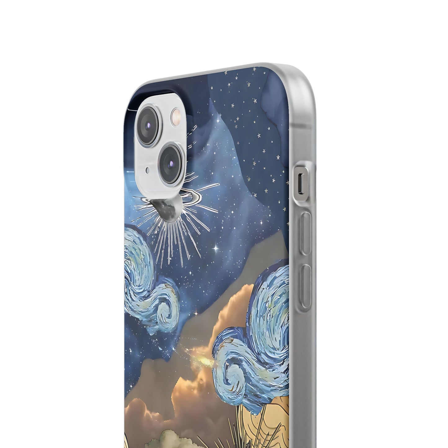 Celestial Flexi Case, Boho Phone Cover, Galaxy Protection, Starry Night Design,