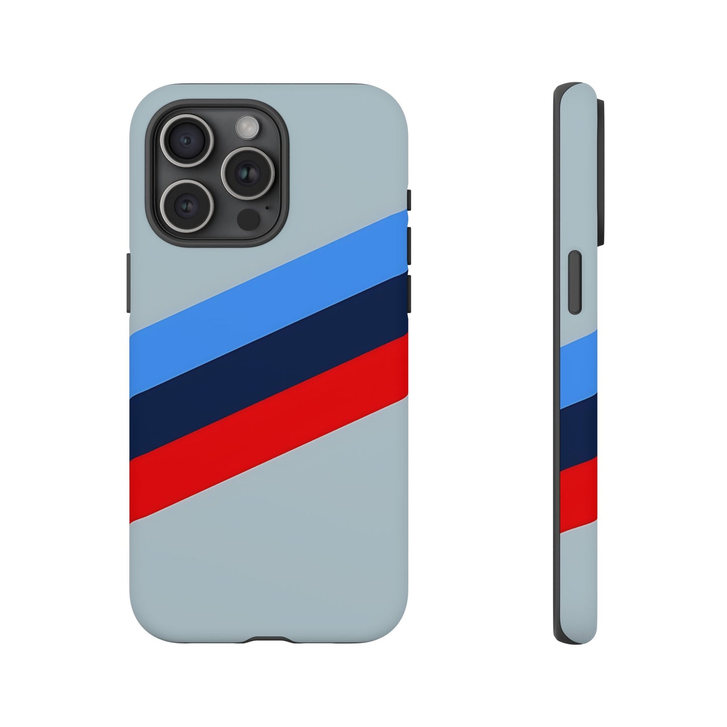 Gray Tough Case For iPhone, Samsung Galaxy and Google Pixel, Blue & Red Stripe