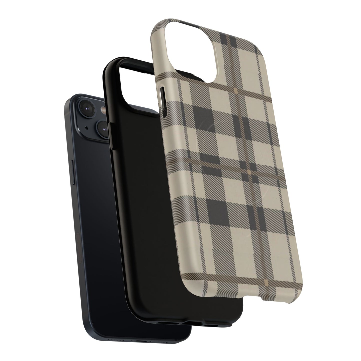 Neutral Plaid Phone Case Tough Magnetic Case | Beige Tartan Gift Idea