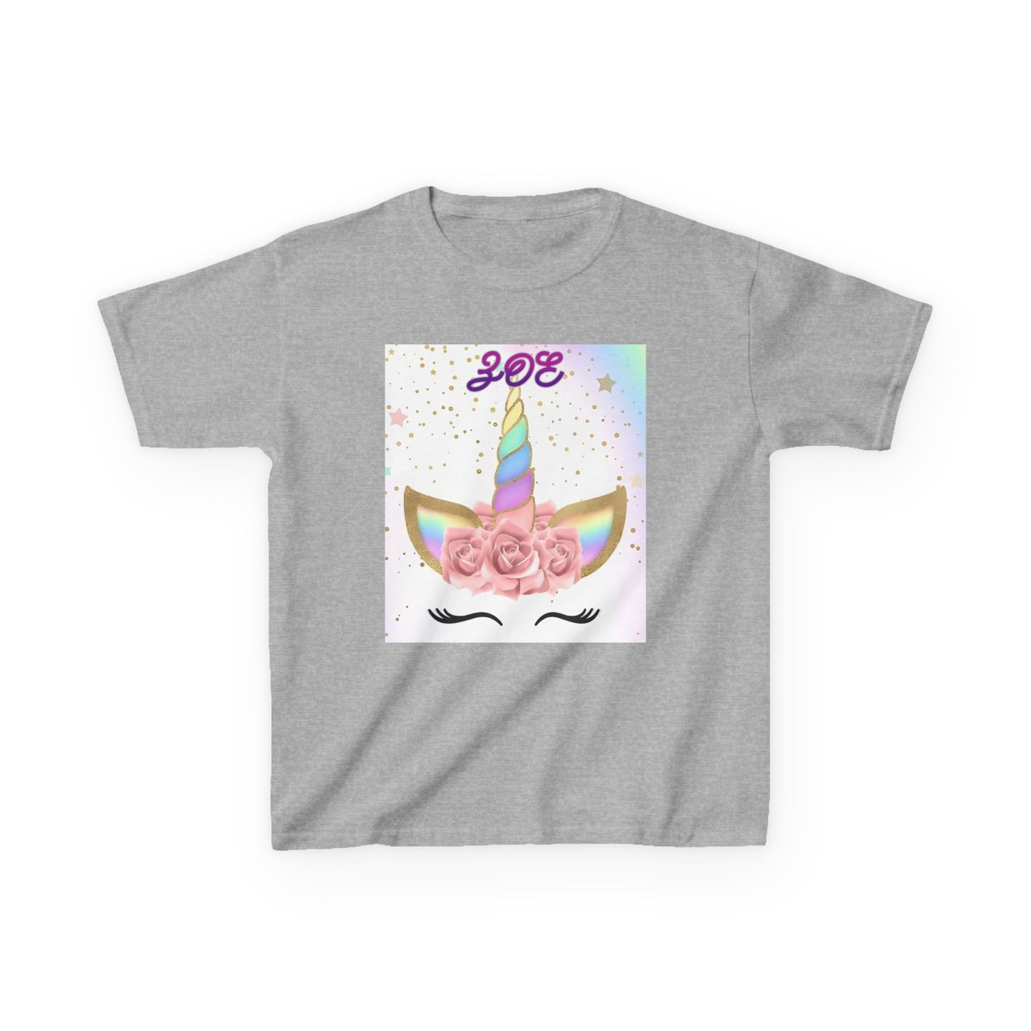 Girls Pretty Unicorn Tee, Kids T-Shirt with Bling Floral Design, Trendy T