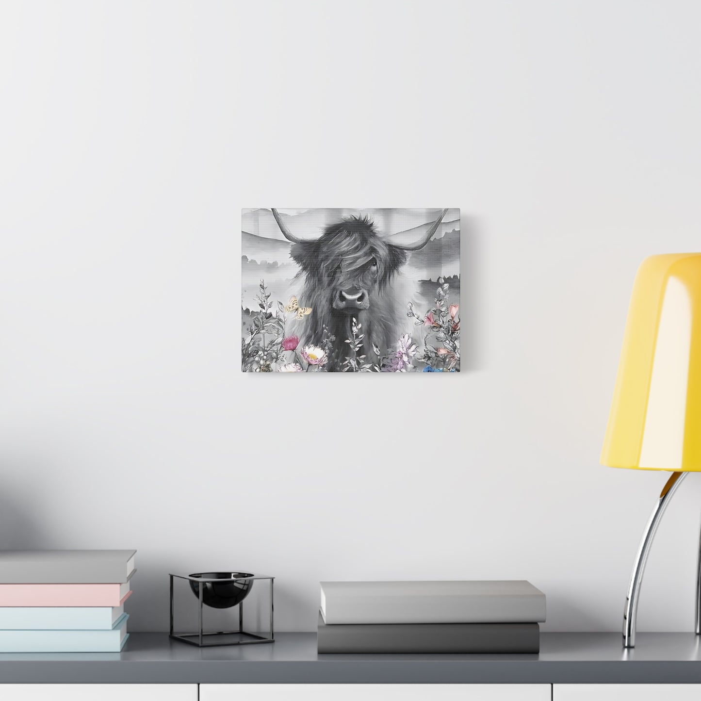 Canvas Poster, Scottish Highland Cow Vertical Wall Art, Housewarming Gift, Home