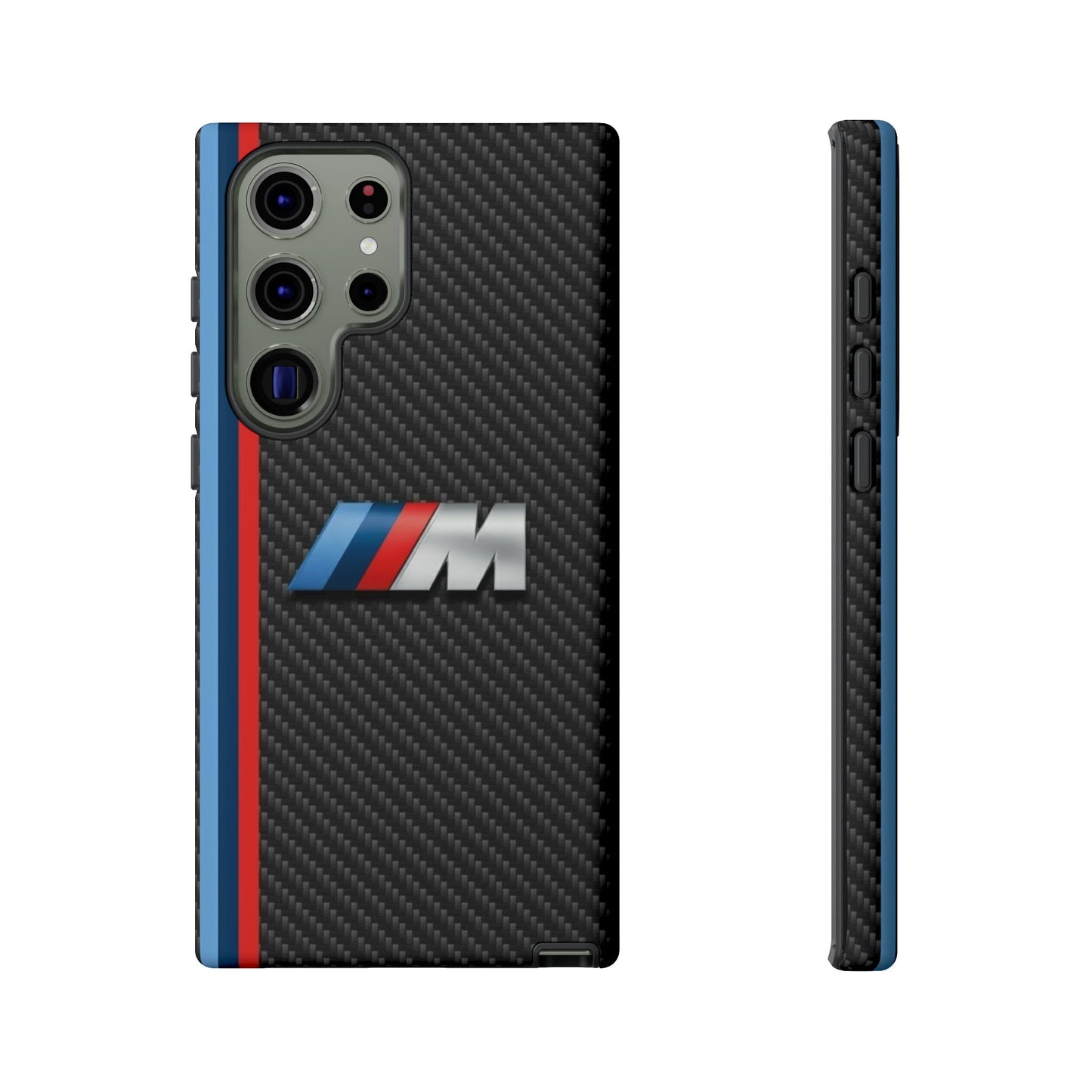 Phone Case - Black Tough Case for iPhones, Galaxy, Pixel, Blue And Red Stripes, BMW M Series