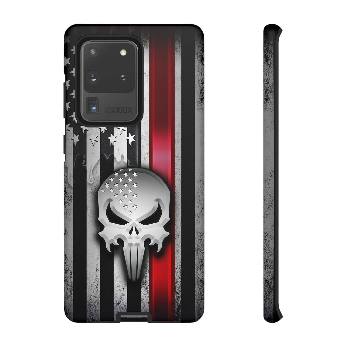 Tough Cases For iPhone, Galaxy and Pixel,  Thin Red Line, Jake Skull Design