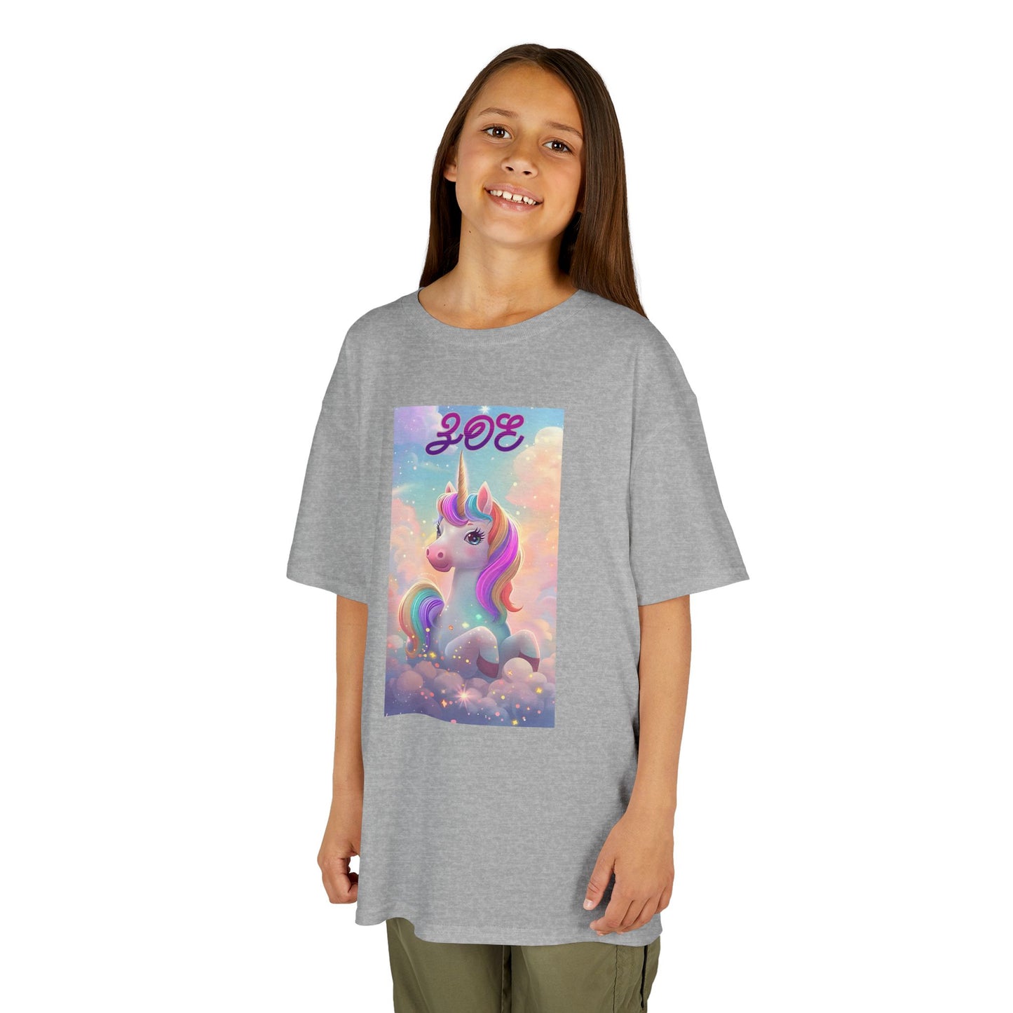 Girls Pretty Unicorn Tee, Kids T-Shirt with Bling Floral Design, Trendy T