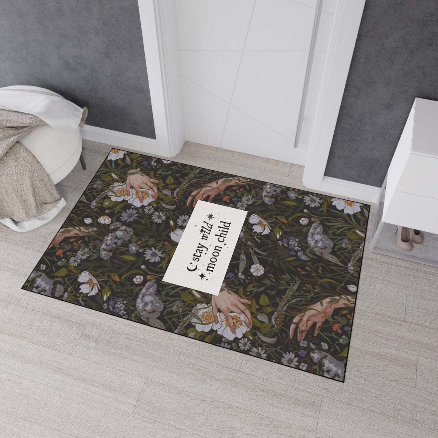 Stay Wild Moon Child Heavy Duty Floor Mat – Floral Boho Entry Rug