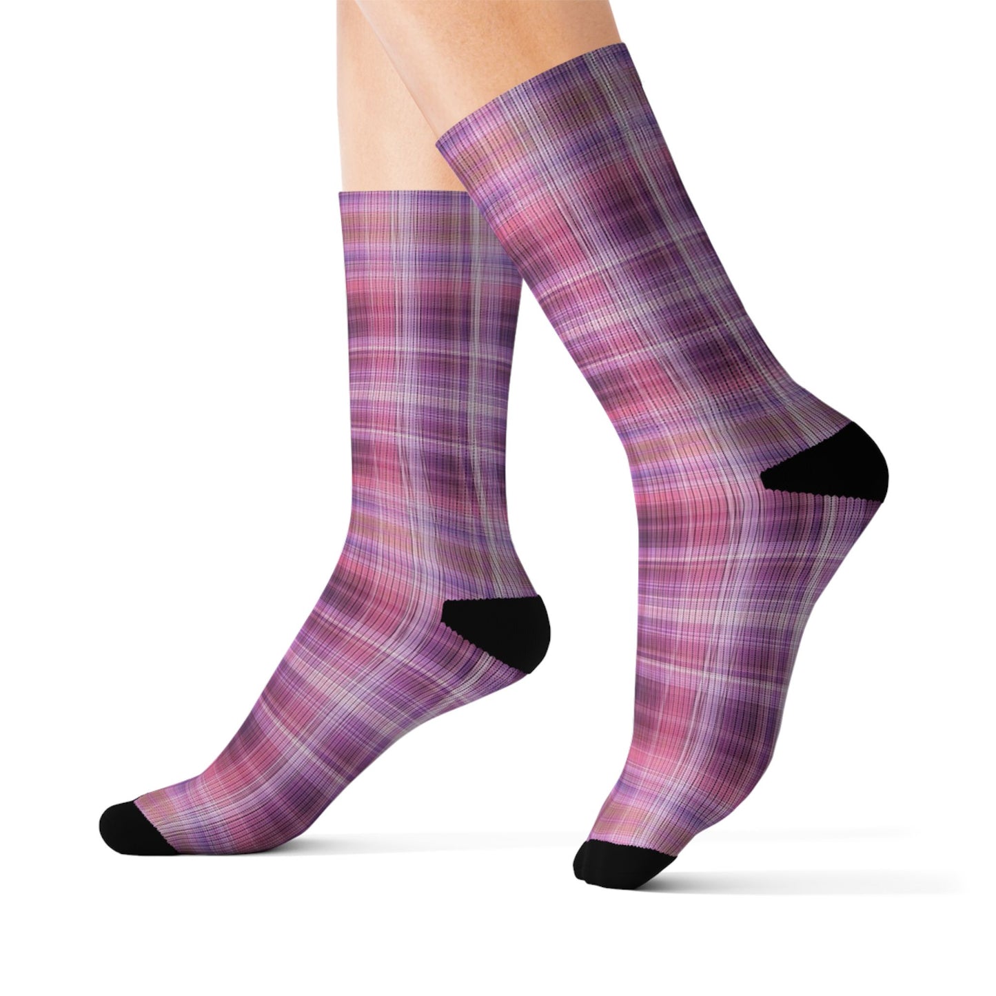 Pink Purple Plaid Socks | Sublimation Socks, Classic Preppy Designs