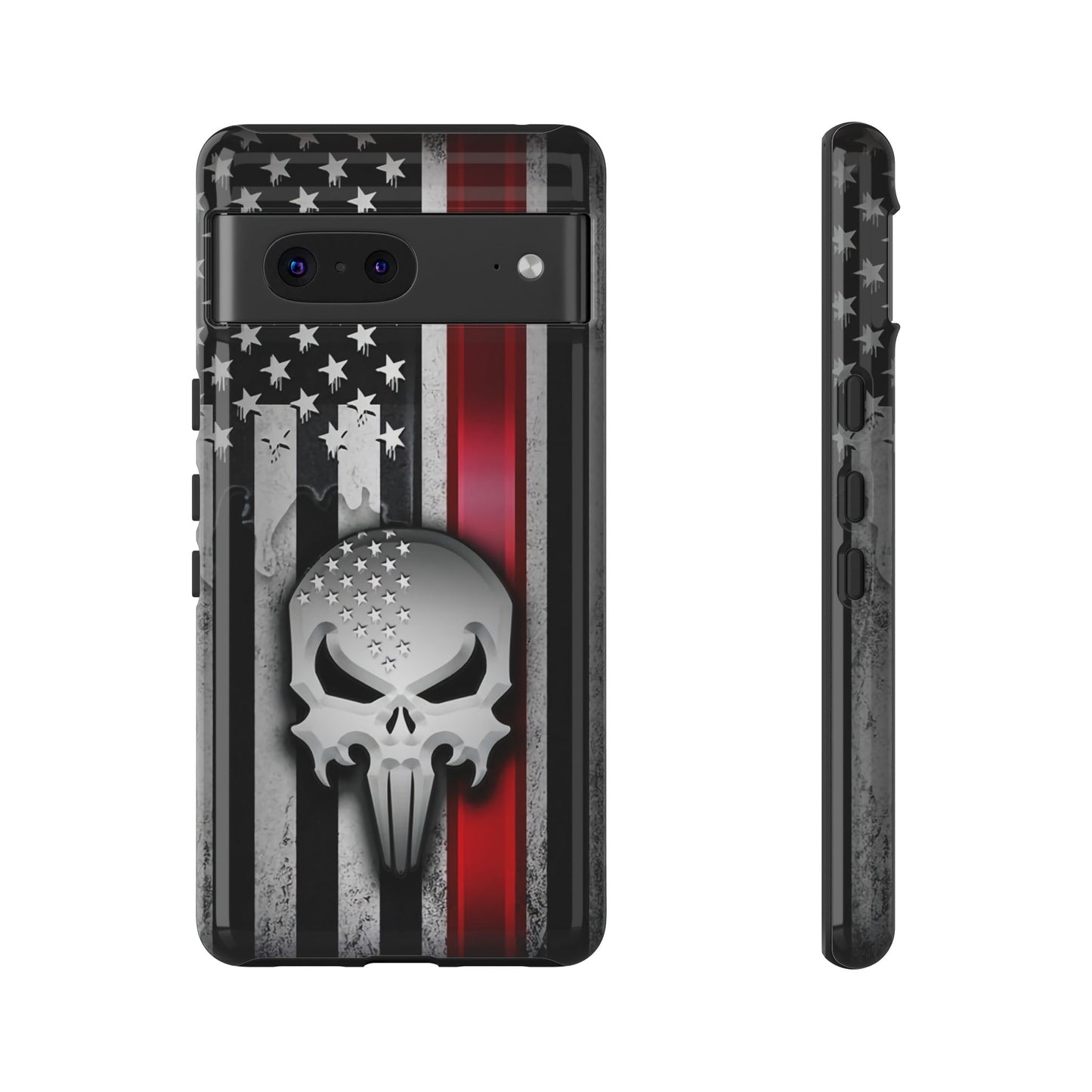 Tough Cases For iPhone, Galaxy and Pixel,  Thin Red Line, Jake Skull Design