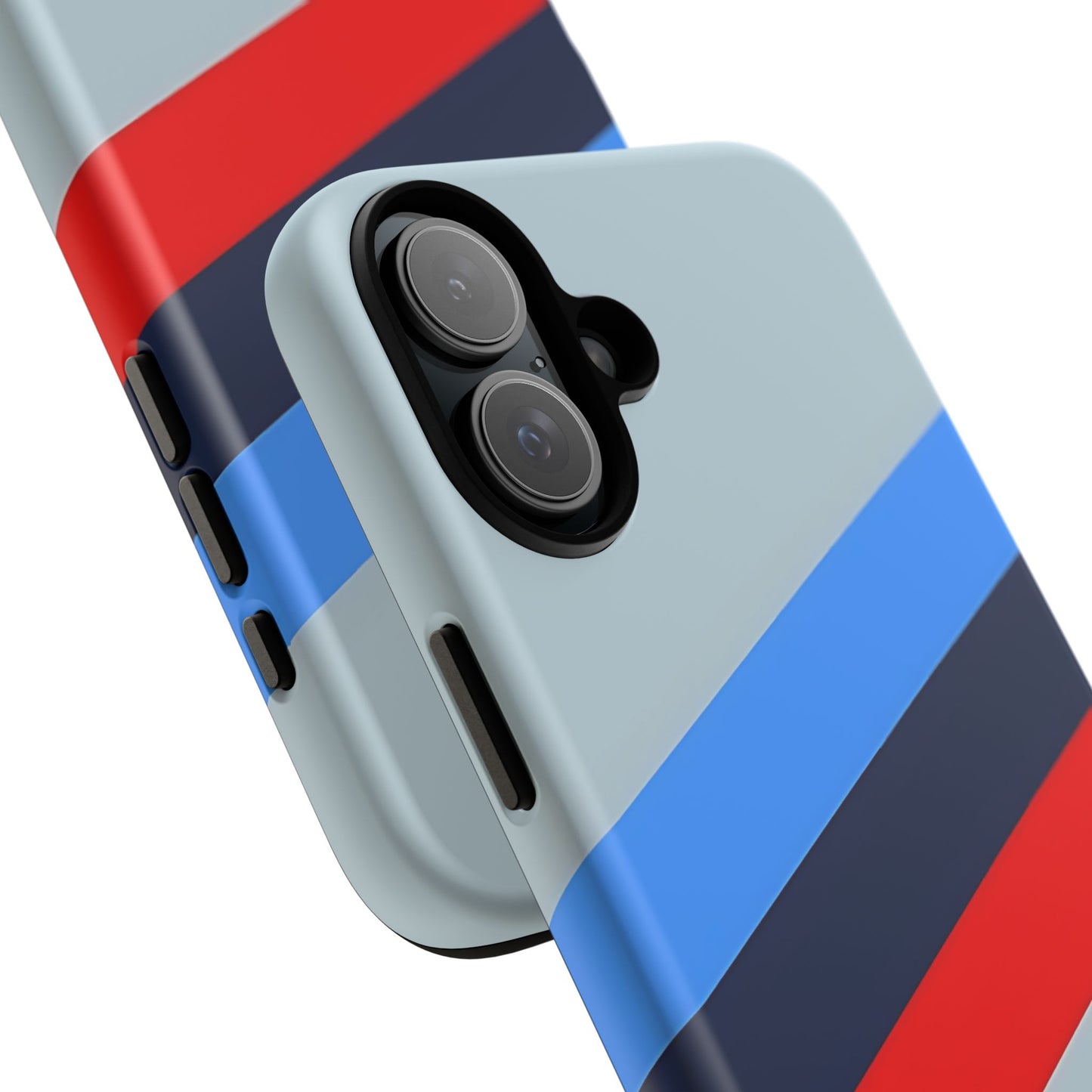 Gray Tough Case For iPhone, Samsung Galaxy and Google Pixel, Blue & Red Stripe
